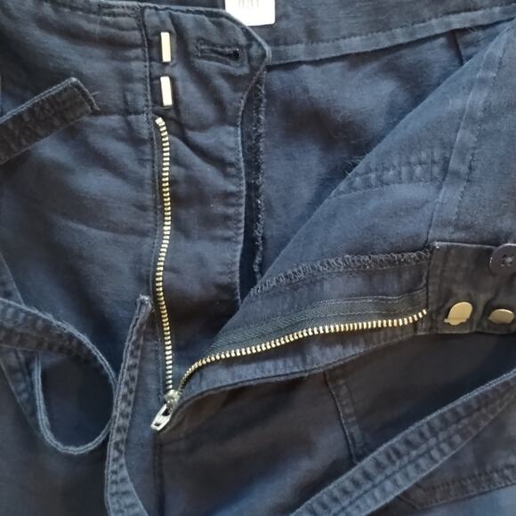 GAP D&R Wide Leg Self Tie Uniform Linen Cotton Navy Blue Trousers Pants 6 2017 - Picture 11 of 16